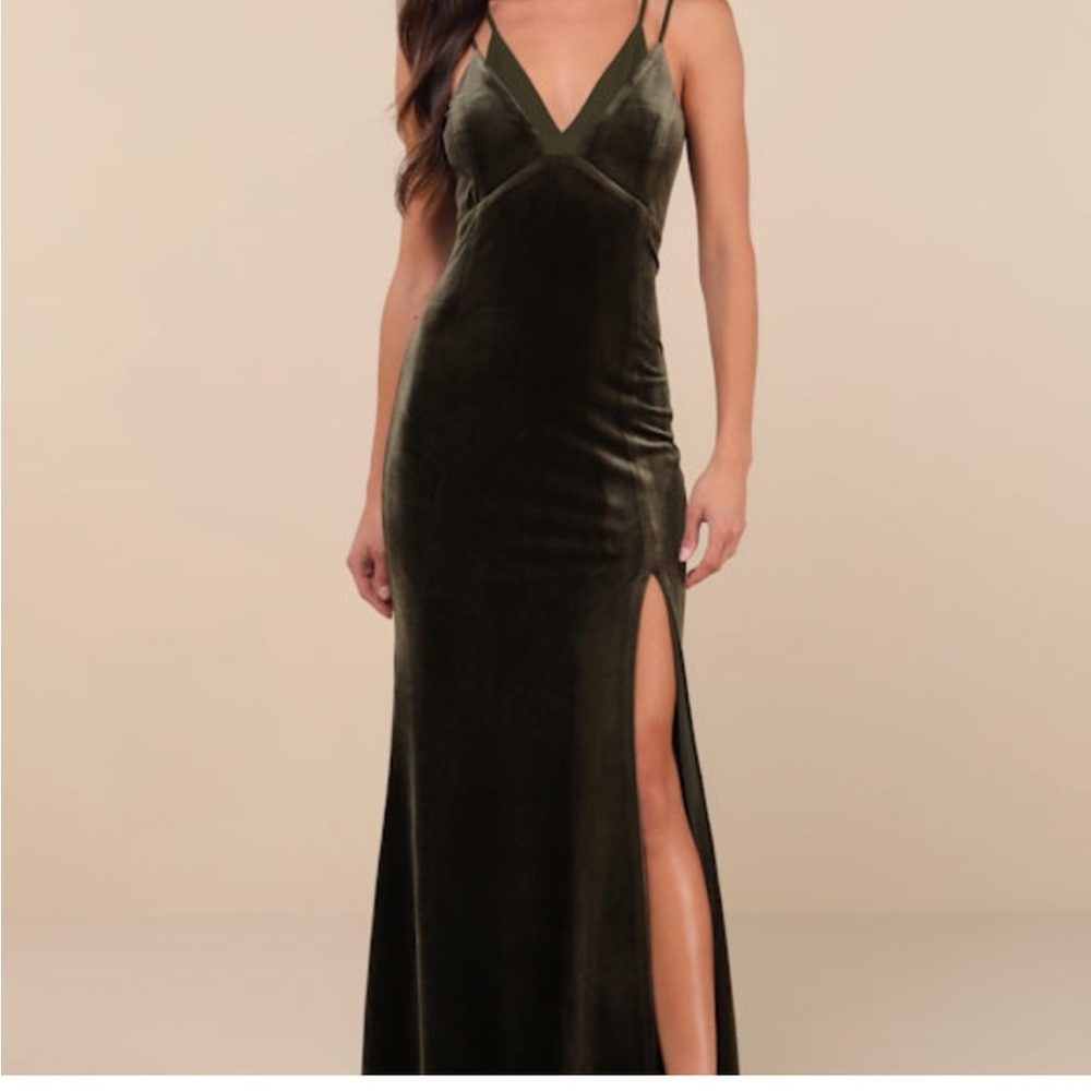 Lulus Immensely Glam Olive Green Velvet Dress - Size Xsmall